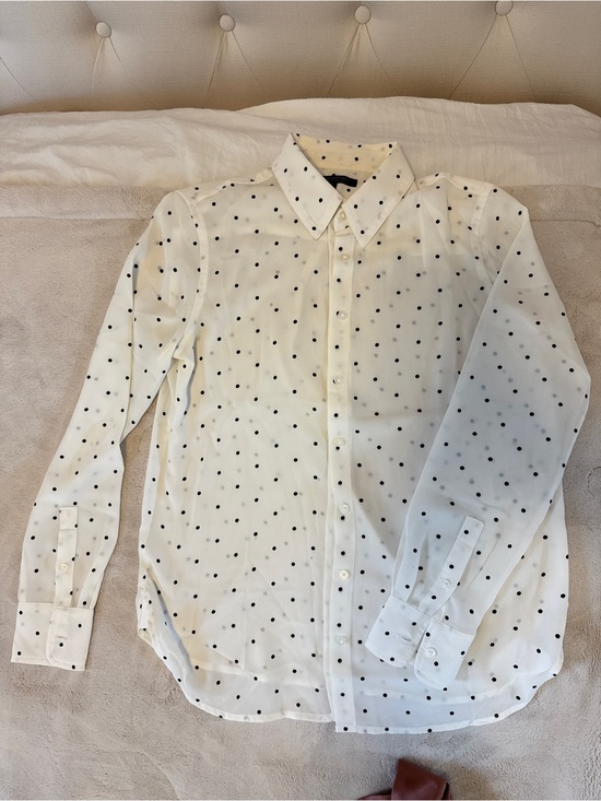 Banana Republic Tops - Banana Republic Semi-Sheer White Polka Dot Button Up Top, XXS
